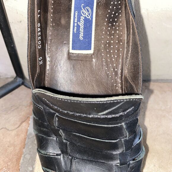 ? Bragano Mens Woven Black Leather Size 11 Shoes Italy Hans Cole Loafers main image 7